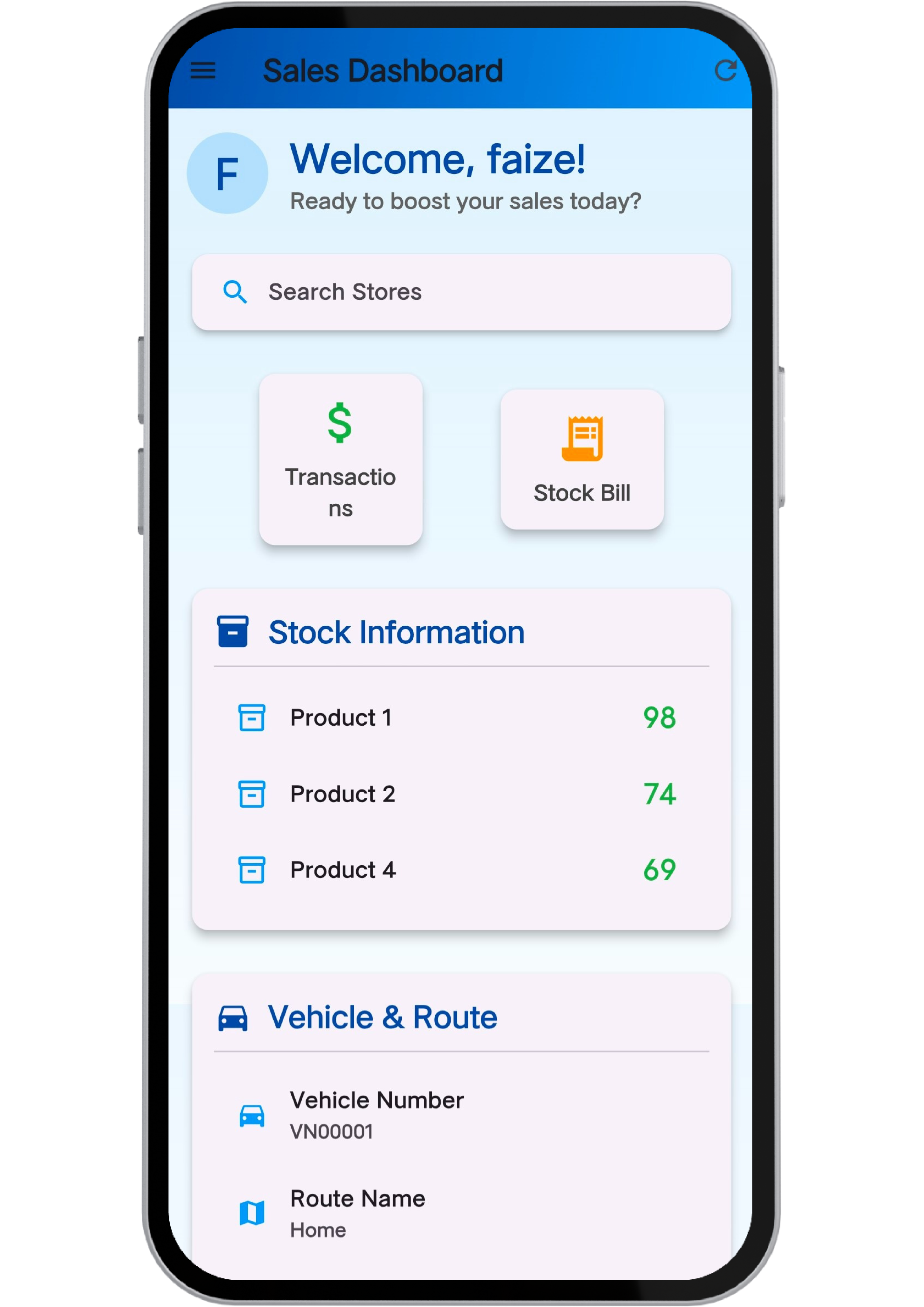 Dashboard on Mobile
