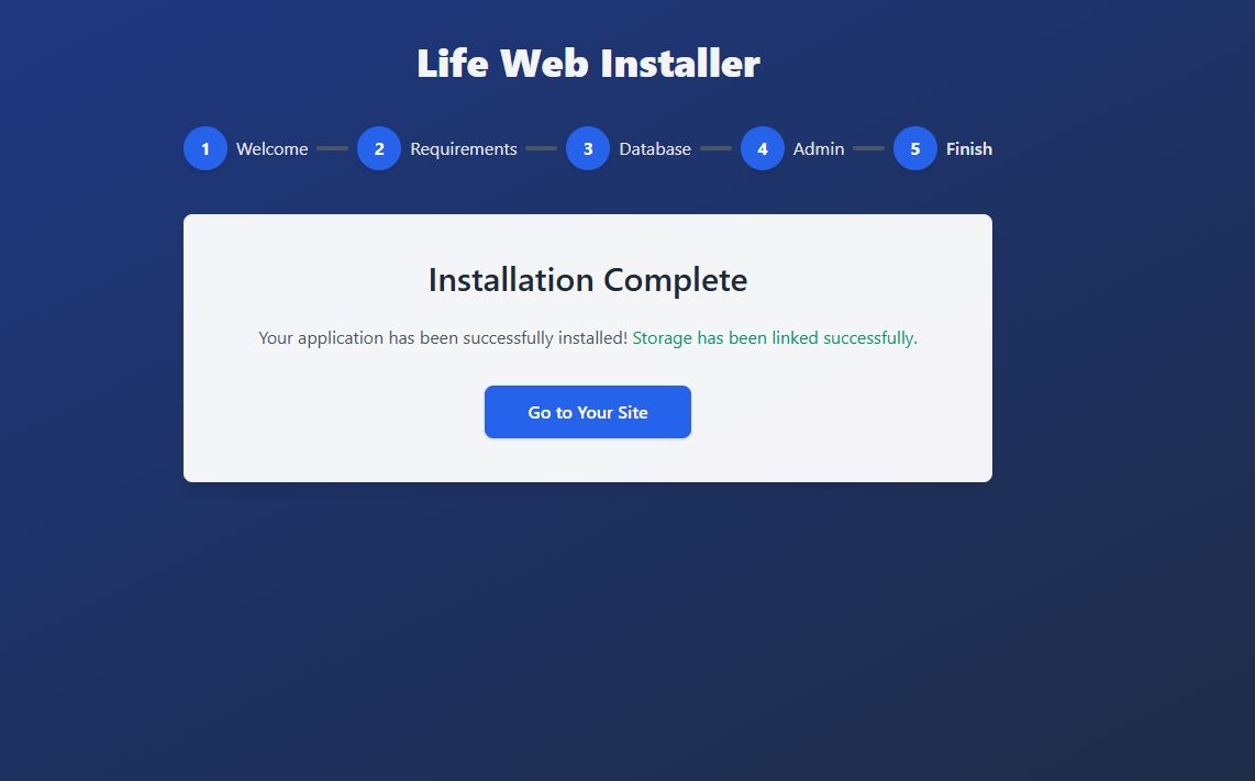 Installation success message