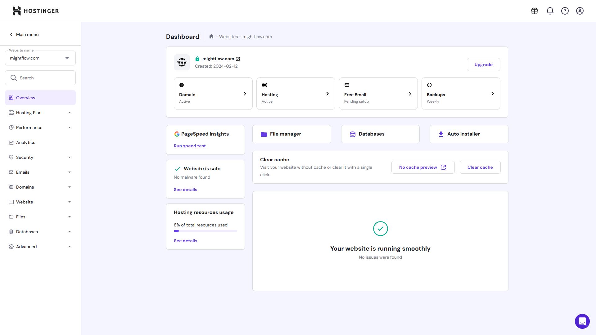 Screenshot of hPanel