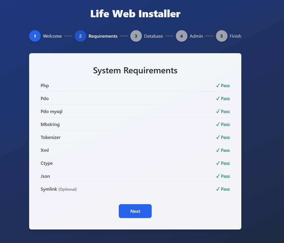 Requirements page